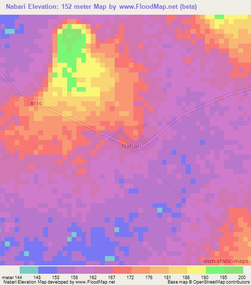 Nabari,Ghana Elevation Map