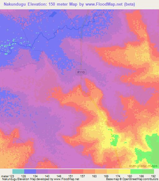 Nakundugu,Ghana Elevation Map