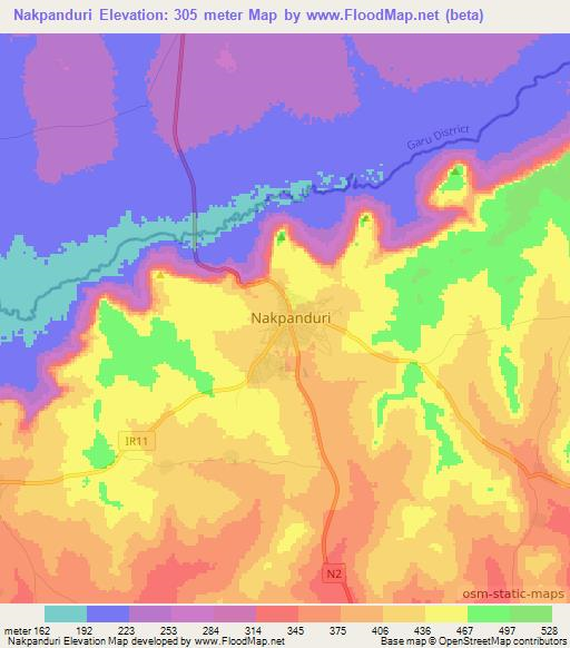 Nakpanduri,Ghana Elevation Map