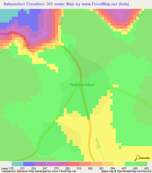 Nakpanduri,Ghana Elevation Map