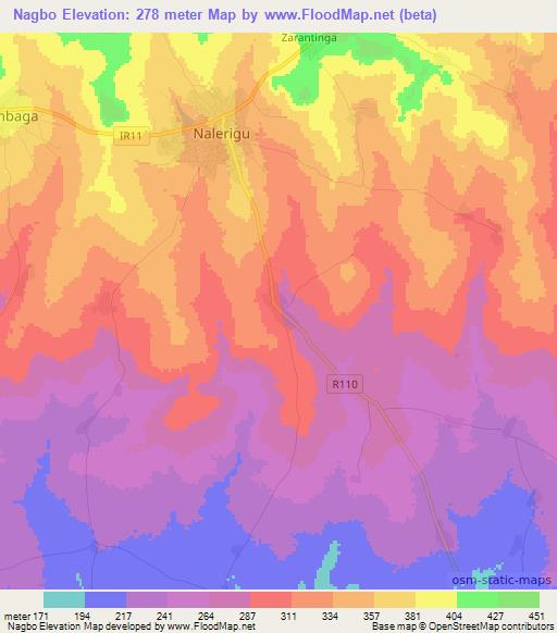 Nagbo,Ghana Elevation Map