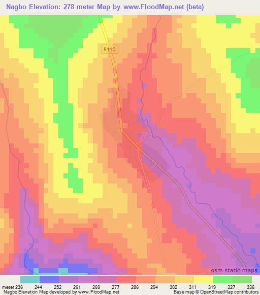 Nagbo,Ghana Elevation Map