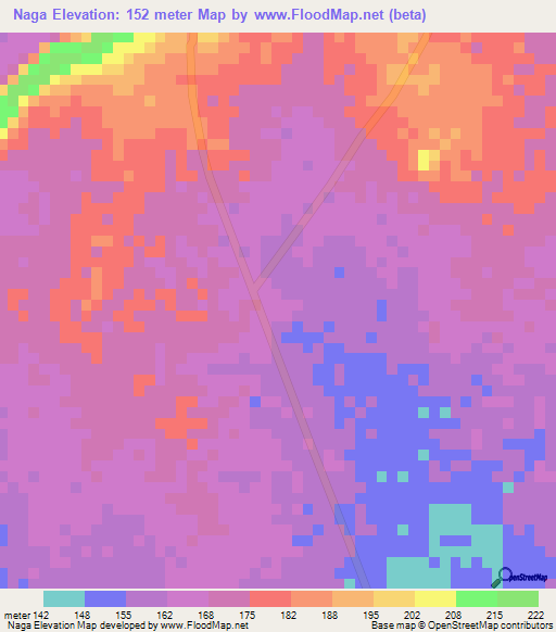 Naga,Ghana Elevation Map