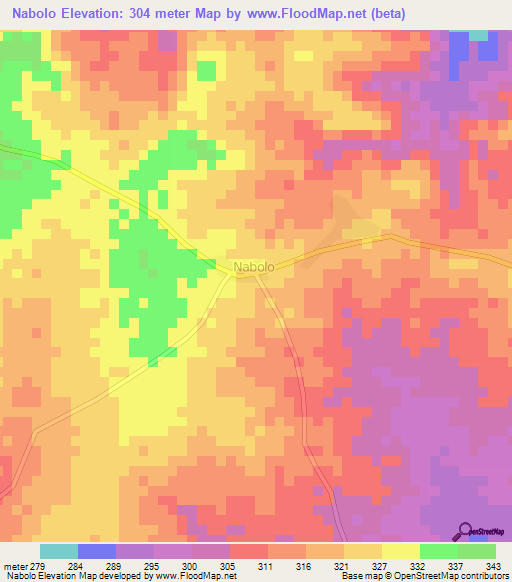 Nabolo,Ghana Elevation Map