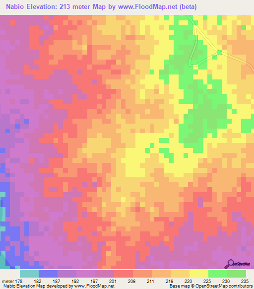 Nabio,Ghana Elevation Map