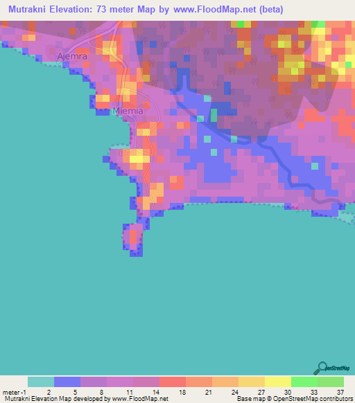 Mutrakni,Ghana Elevation Map