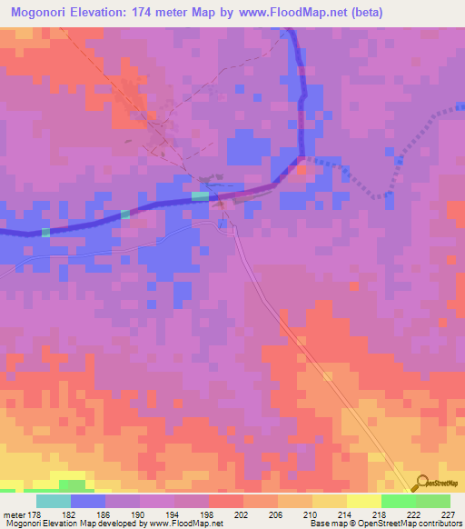 Mogonori,Ghana Elevation Map