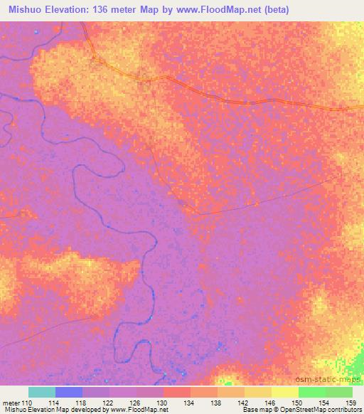 Mishuo,Ghana Elevation Map