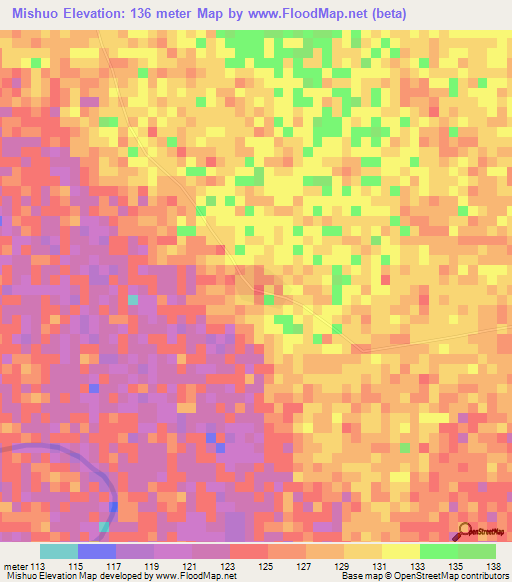 Mishuo,Ghana Elevation Map