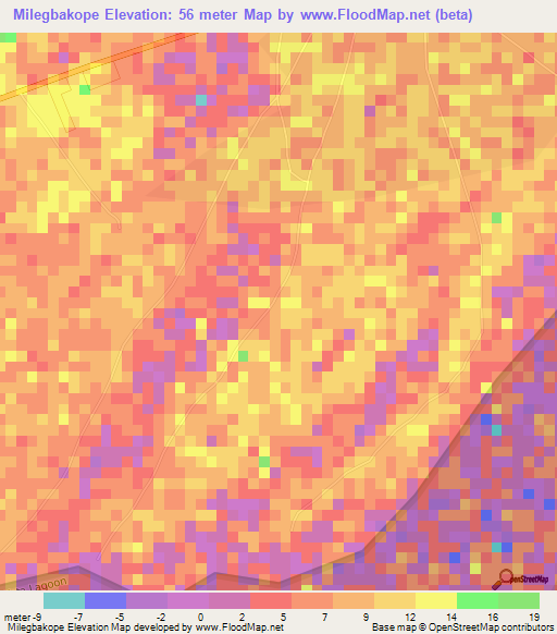 Milegbakope,Ghana Elevation Map