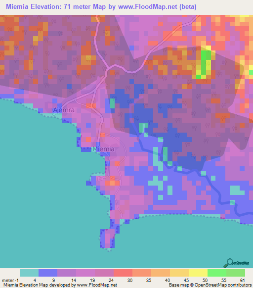 Miemia,Ghana Elevation Map