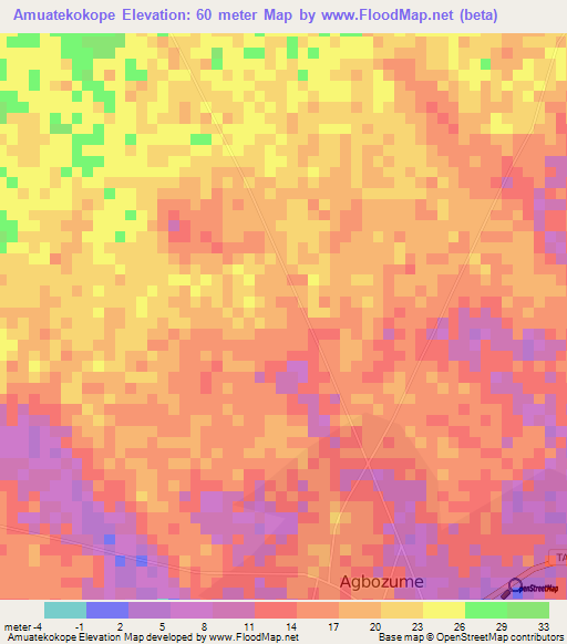 Amuatekokope,Ghana Elevation Map