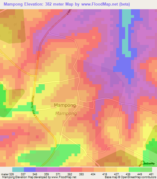 Mampong,Ghana Elevation Map