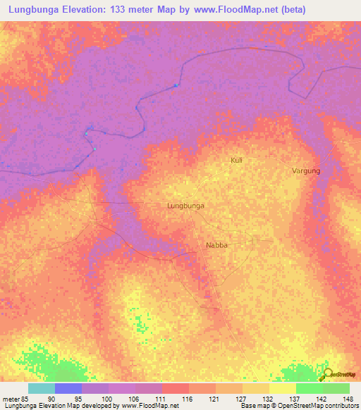 Lungbunga,Ghana Elevation Map