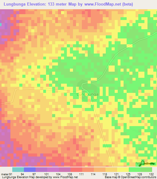 Lungbunga,Ghana Elevation Map