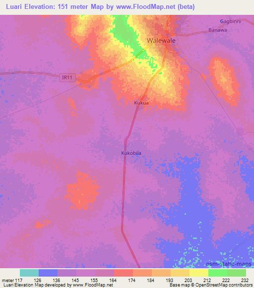 Luari,Ghana Elevation Map