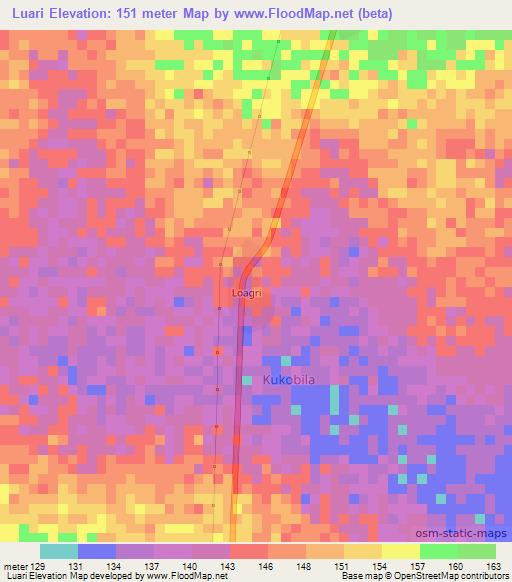 Luari,Ghana Elevation Map