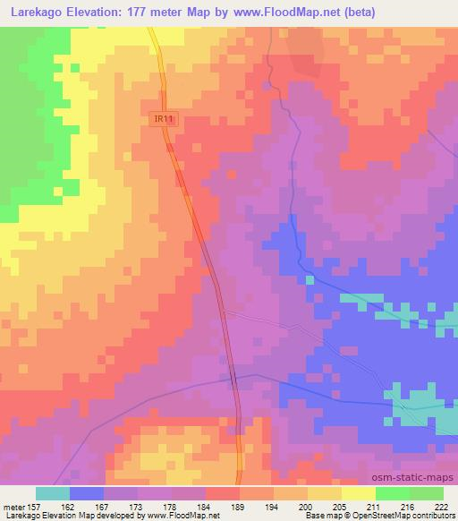 Larekago,Ghana Elevation Map