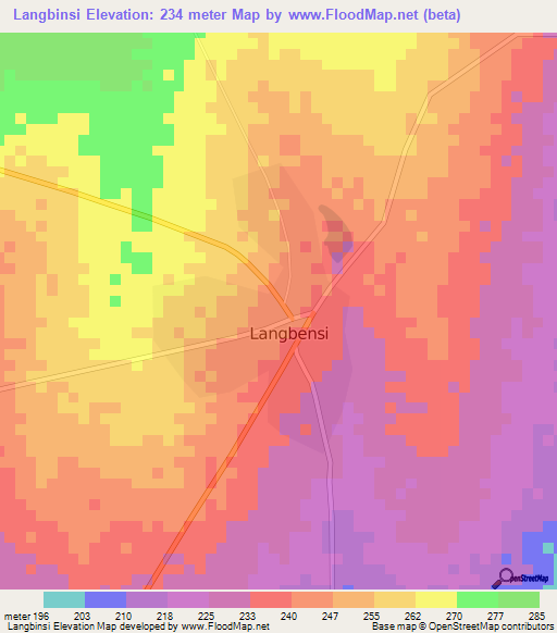 Langbinsi,Ghana Elevation Map