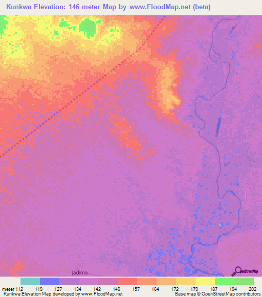 Kunkwa,Ghana Elevation Map