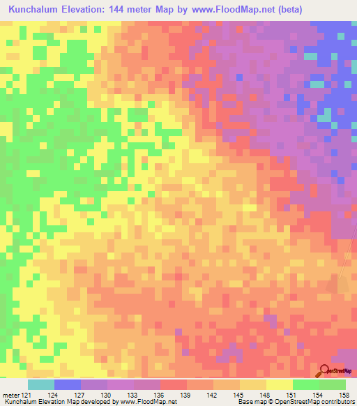 Kunchalum,Ghana Elevation Map