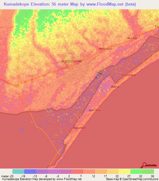 Kumadekope,Ghana Elevation Map