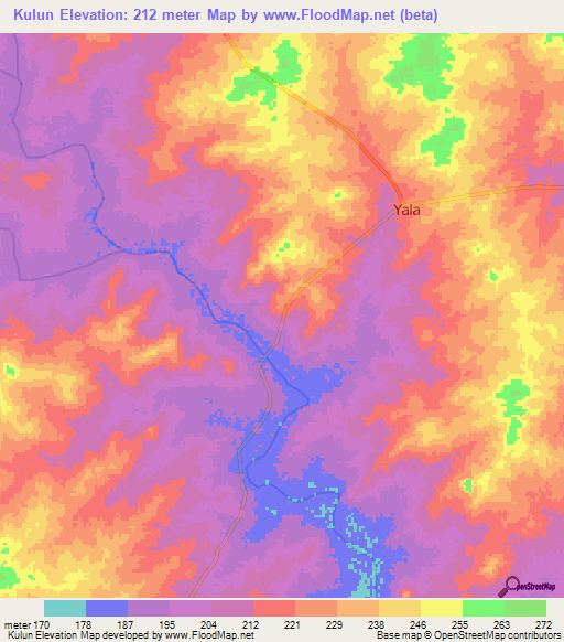 Kulun,Ghana Elevation Map