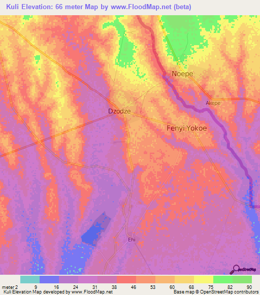 Kuli,Ghana Elevation Map