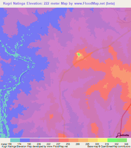 Kugri Natinga,Ghana Elevation Map