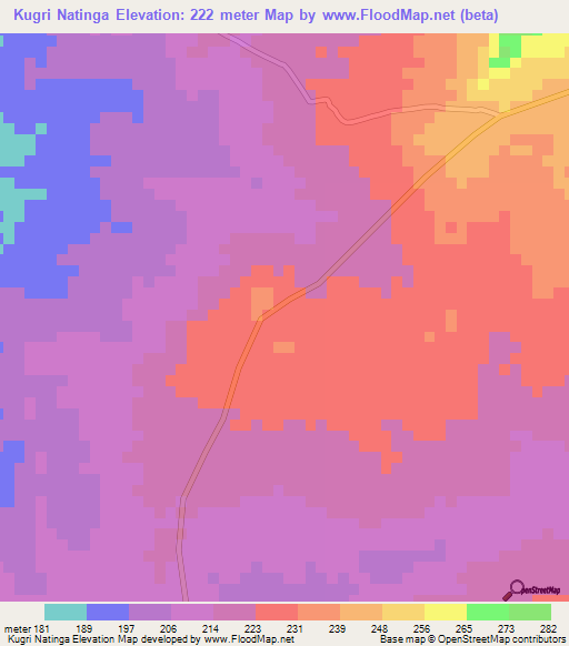 Kugri Natinga,Ghana Elevation Map