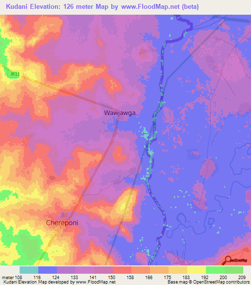 Kudani,Ghana Elevation Map