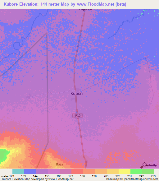 Kubore,Ghana Elevation Map