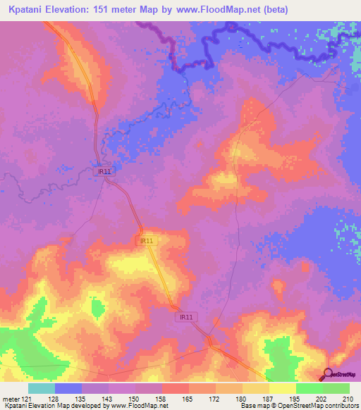 Kpatani,Ghana Elevation Map