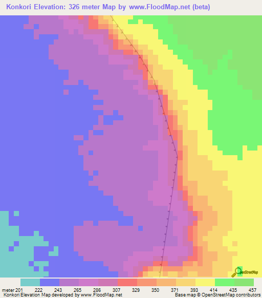 Konkori,Ghana Elevation Map