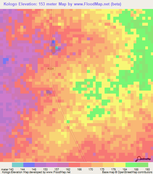 Kologo,Ghana Elevation Map