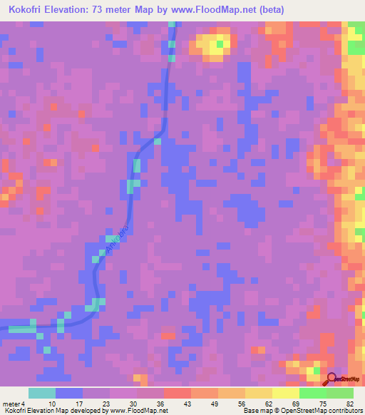 Kokofri,Ghana Elevation Map