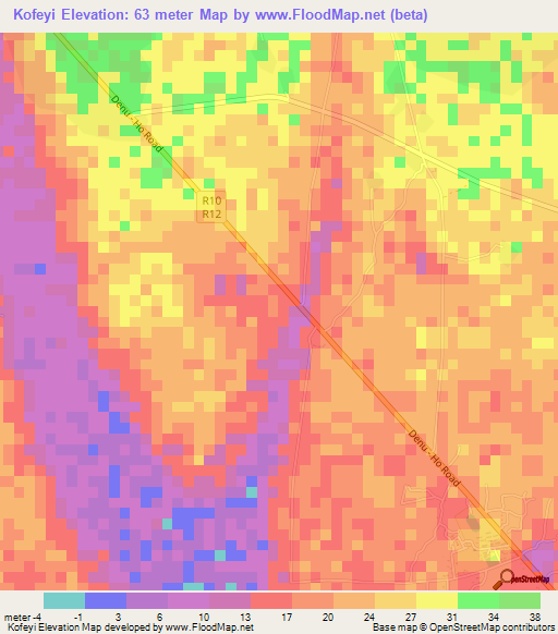 Kofeyi,Ghana Elevation Map