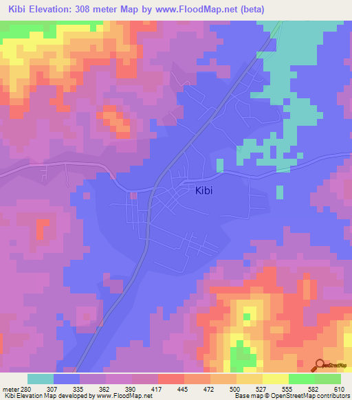 Kibi,Ghana Elevation Map