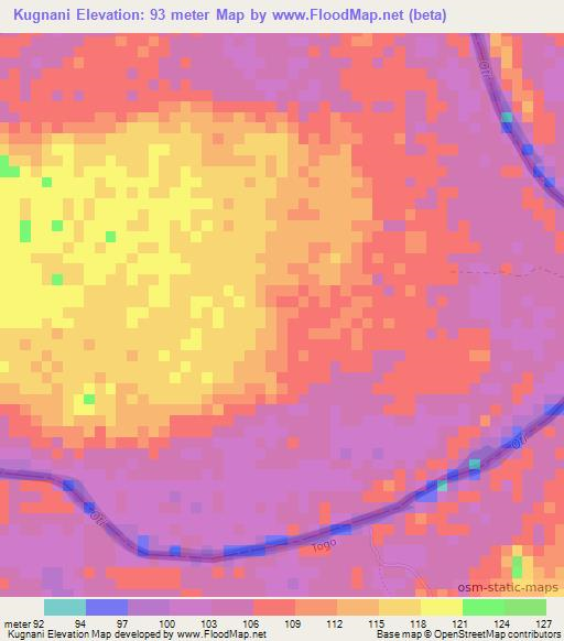 Kugnani,Ghana Elevation Map