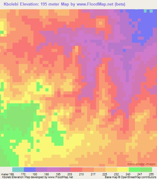 Kbolebi,Ghana Elevation Map