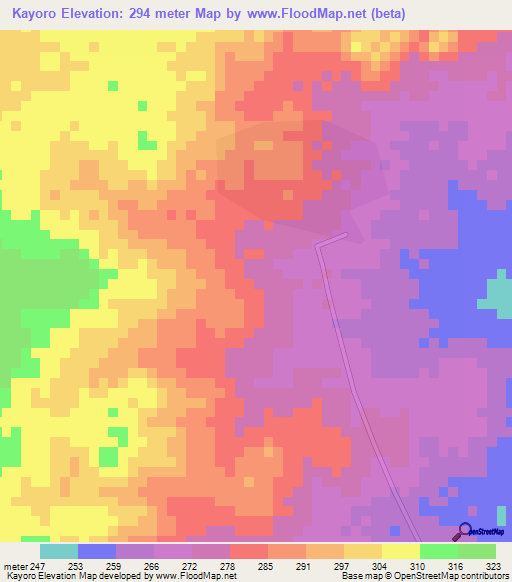 Kayoro,Ghana Elevation Map