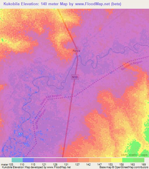 Kukobila,Ghana Elevation Map