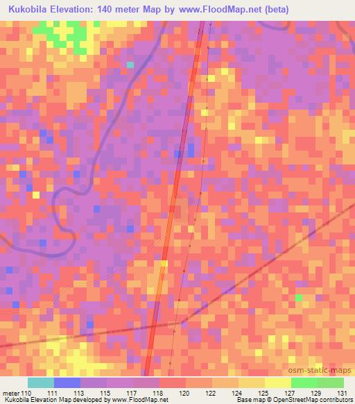 Kukobila,Ghana Elevation Map