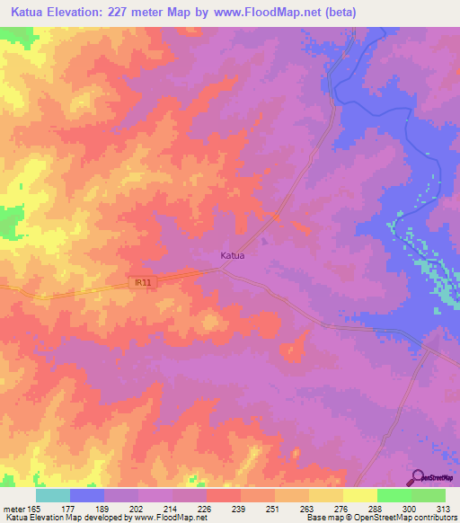 Katua,Ghana Elevation Map