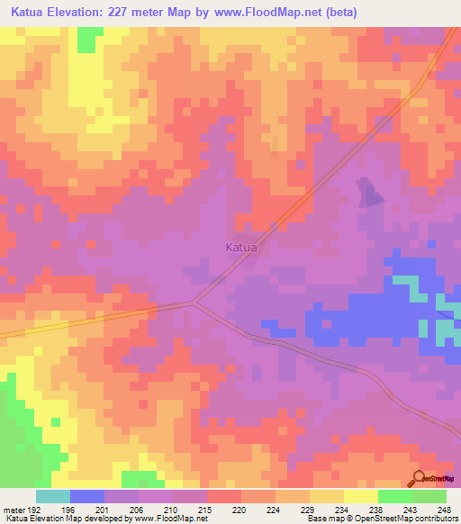 Katua,Ghana Elevation Map