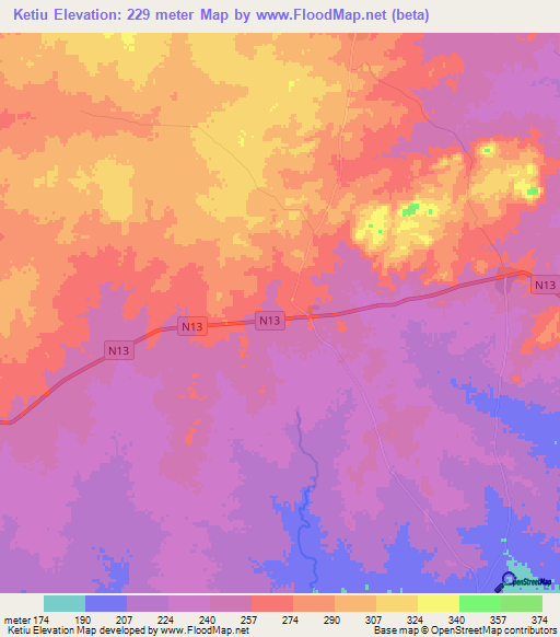 Ketiu,Ghana Elevation Map