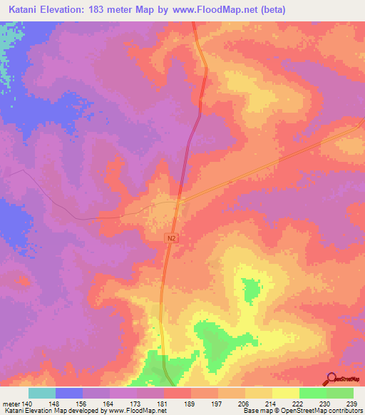 Katani,Ghana Elevation Map