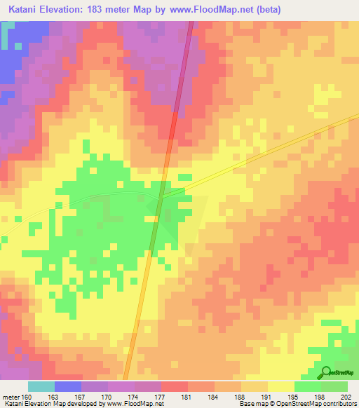 Katani,Ghana Elevation Map