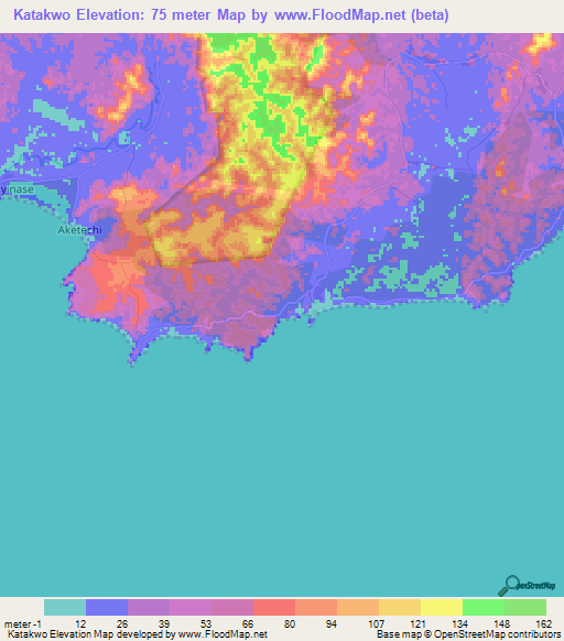 Katakwo,Ghana Elevation Map