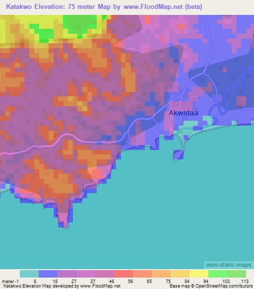 Katakwo,Ghana Elevation Map